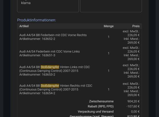 Audi A4/S4 B8 Federbein