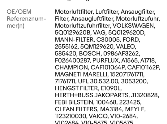 MANN C30005 Luftfilter für VW GOLF 7 8 PASSAT B8 TIGUAN TOURAN AUDI A1 A3 Q